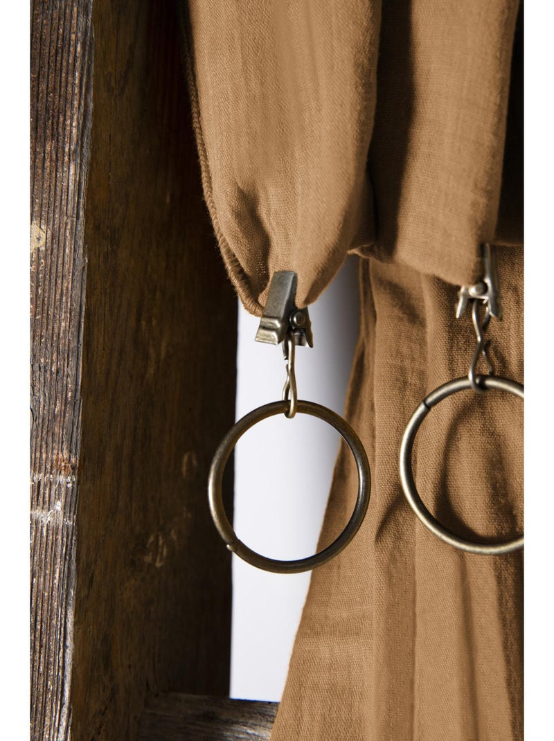 Cortina ajustable + 8 anillas con pinza – gasa de algodón – gaïa Camel - Kiabi