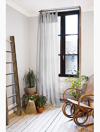 Cortina ajustable + 8 anillas con pinza – gasa de algodón – gaïa