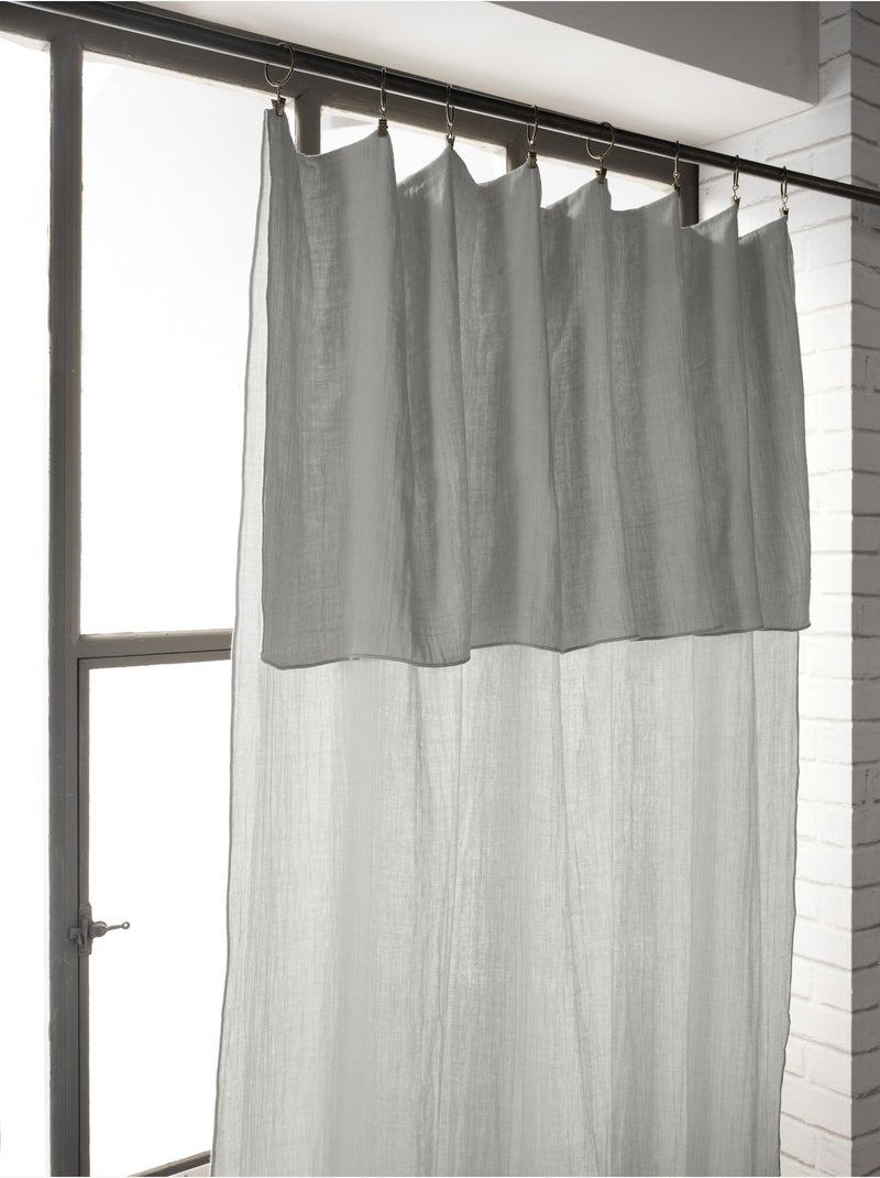 Cortina ajustable + 8 anillas con pinza – gasa de algodón – gaïa Gris - Kiabi