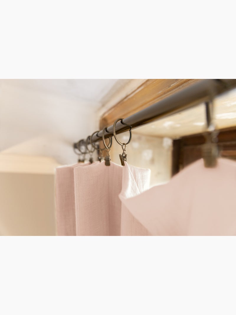 Cortina ajustable + 8 anillas con pinza – gasa de algodón – gaïa Rosa - Kiabi