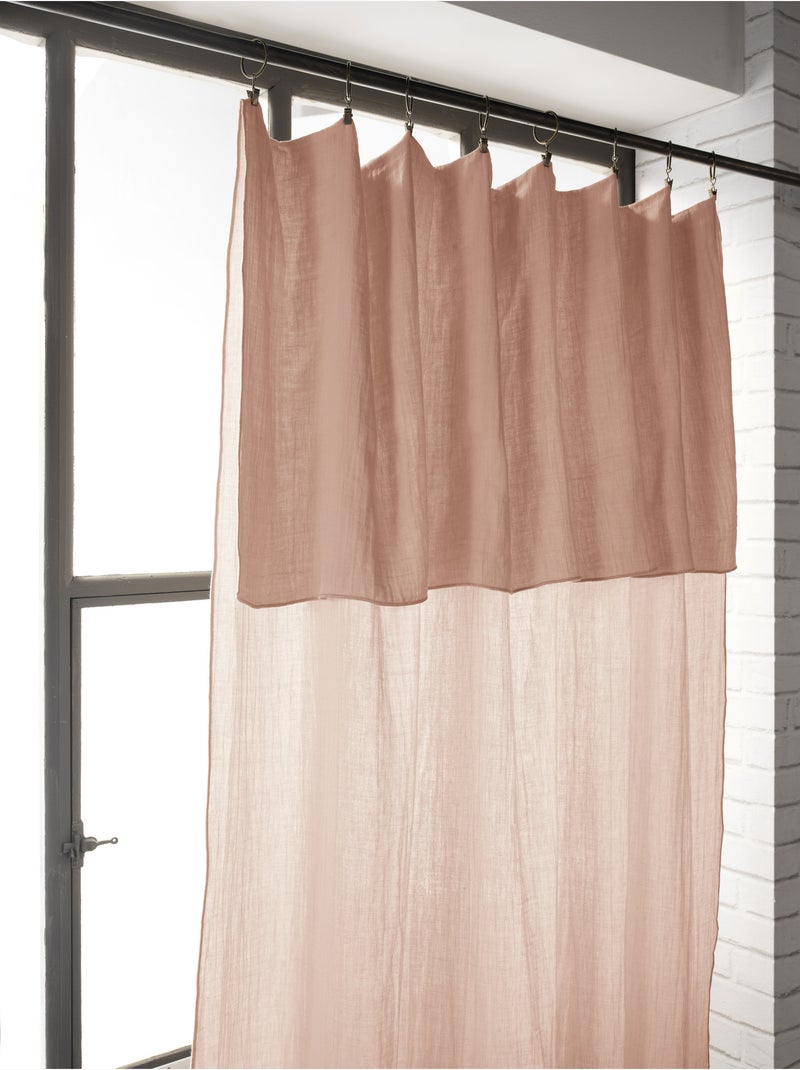 Cortina ajustable + 8 anillas con pinza – gasa de algodón – gaïa Rosa - Kiabi