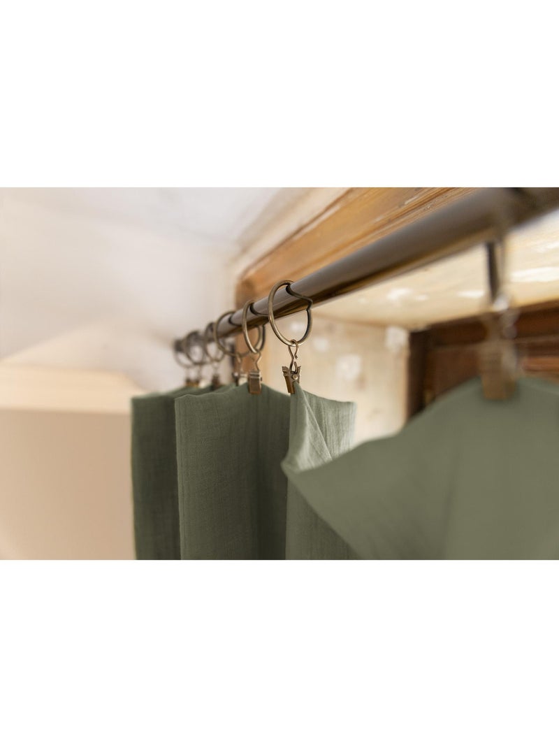 Cortina ajustable + 8 anillas con pinza – gasa de algodón – gaïa Verde romero - Kiabi