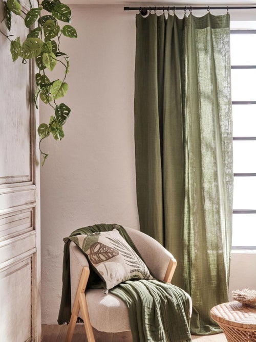 Cortina ajustable de gasa de algodón con acabado de abejorro - Kiabi