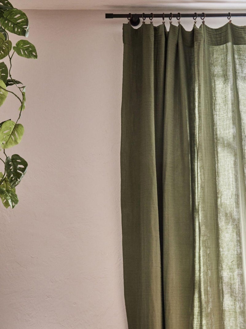 Cortina ajustable de gasa de algodón con acabado de abejorro Caqui - Kiabi