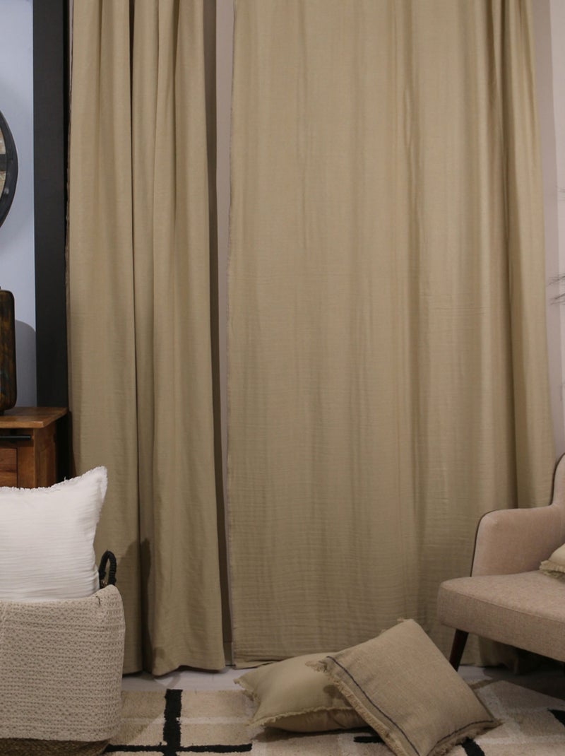 Cortina ajustable de gasa de algodón con acabado de abejorro Madera natural - Kiabi