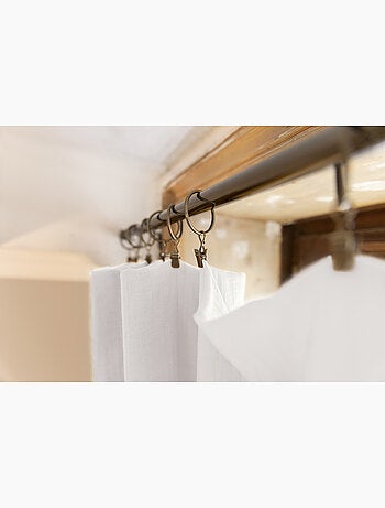 Cortina ajustable doble gasa de algodón con 8 anillas con pinza gaïa – altura modulable