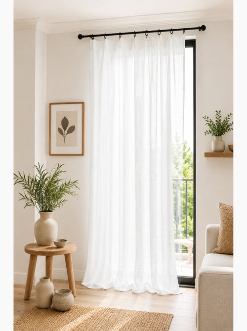 Cortina ajustable doble gasa de algodón con 8 anillas con pinza gaïa – altura modulable - Kiabi Cortina ajustable doble gasa de algodón con 8 anillas con pinza gaïa – altura modulable - Kiabi