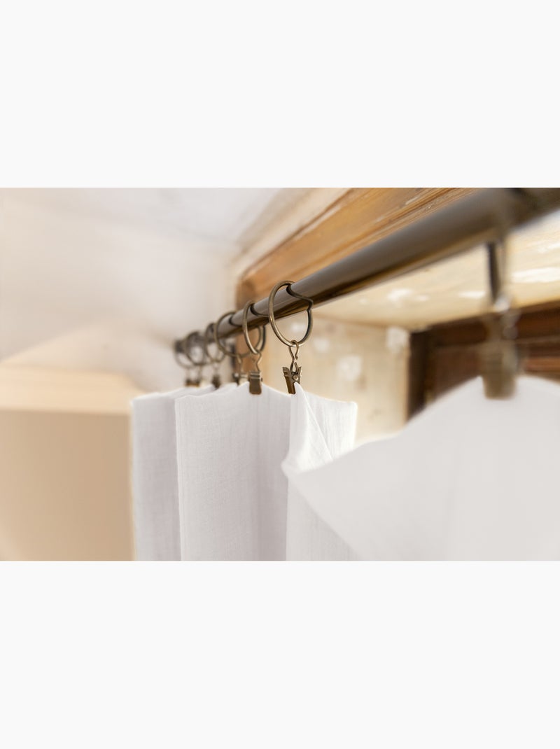 Cortina ajustable doble gasa de algodón con 8 anillas con pinza gaïa – altura modulable Blanco - Kiabi