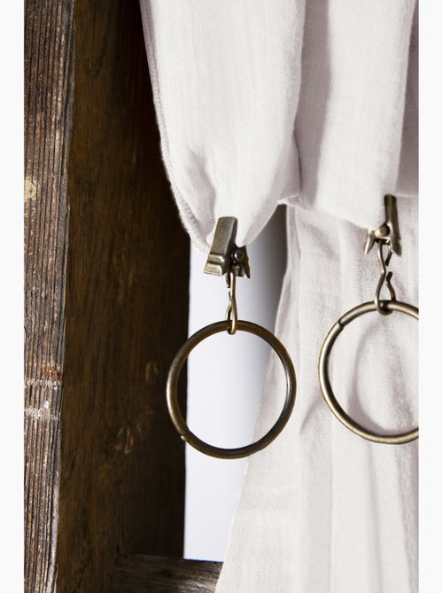 Cortina ajustable doble gasa de algodón con 8 anillas con pinza gaïa – altura modulable - Kiabi Cortina ajustable doble gasa de algodón con 8 anillas con pinza gaïa – altura modulable - Kiabi