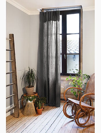 Cortina ajustable doble gasa de algodón con 8 anillas con pinza gaïa – altura modulable