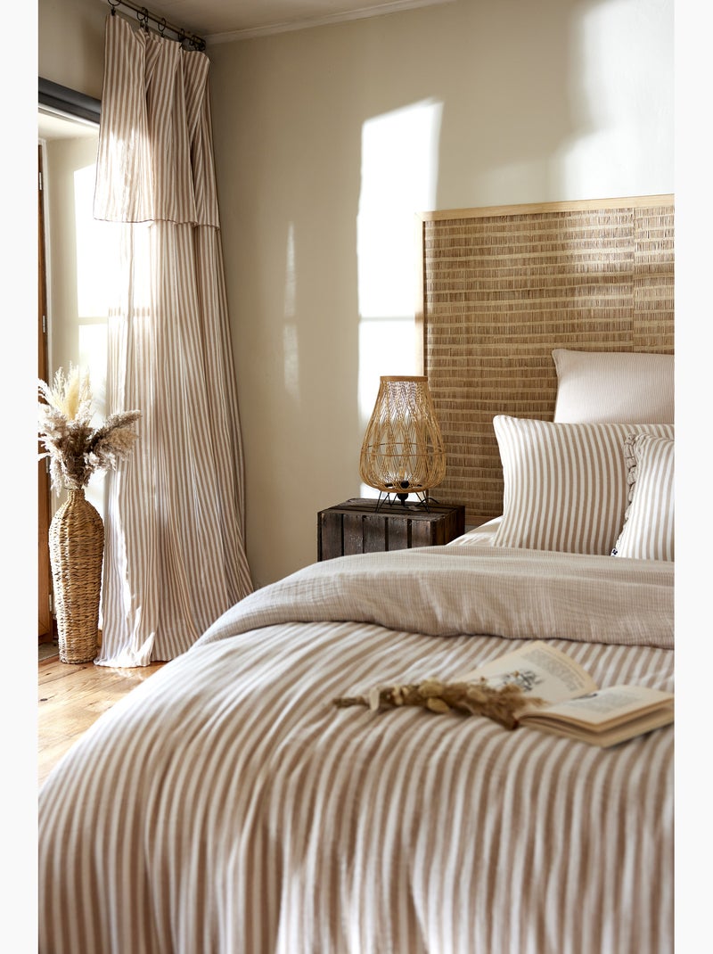 Cortina ajustable gasa de algodón con 8 anillas – livia Beige Cordel - Kiabi