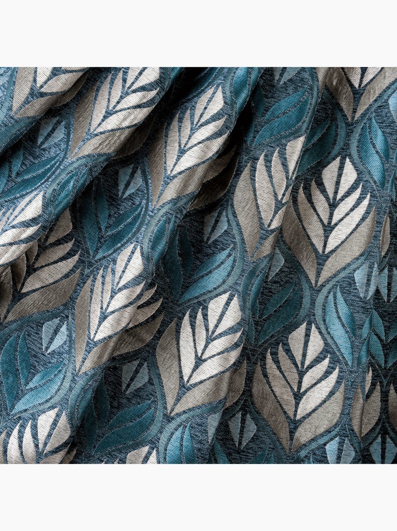 Cortina art déco efecto terciopelo con ojales Azul - Kiabi