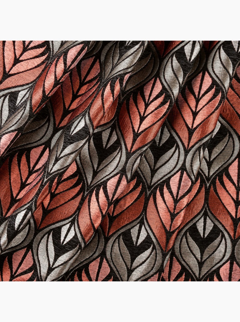 Cortina art déco efecto terciopelo con ojales Naranja coral - Kiabi