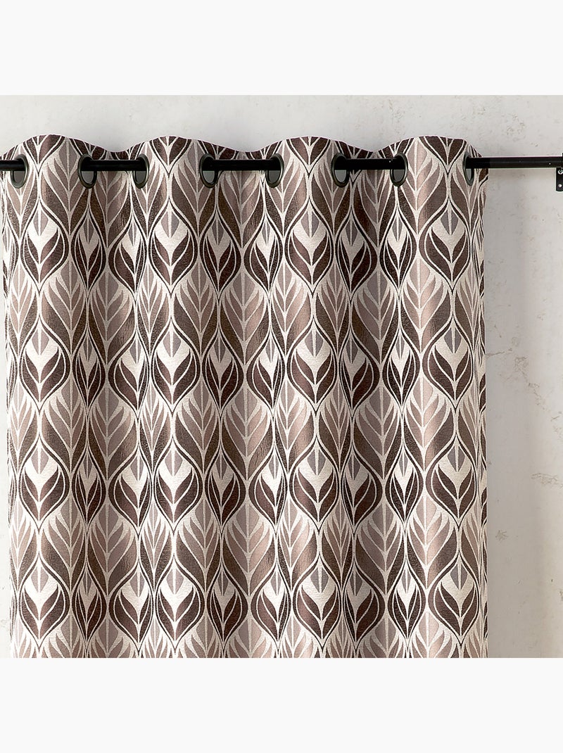 Cortina art déco efecto terciopelo con ojales Taupe - Kiabi