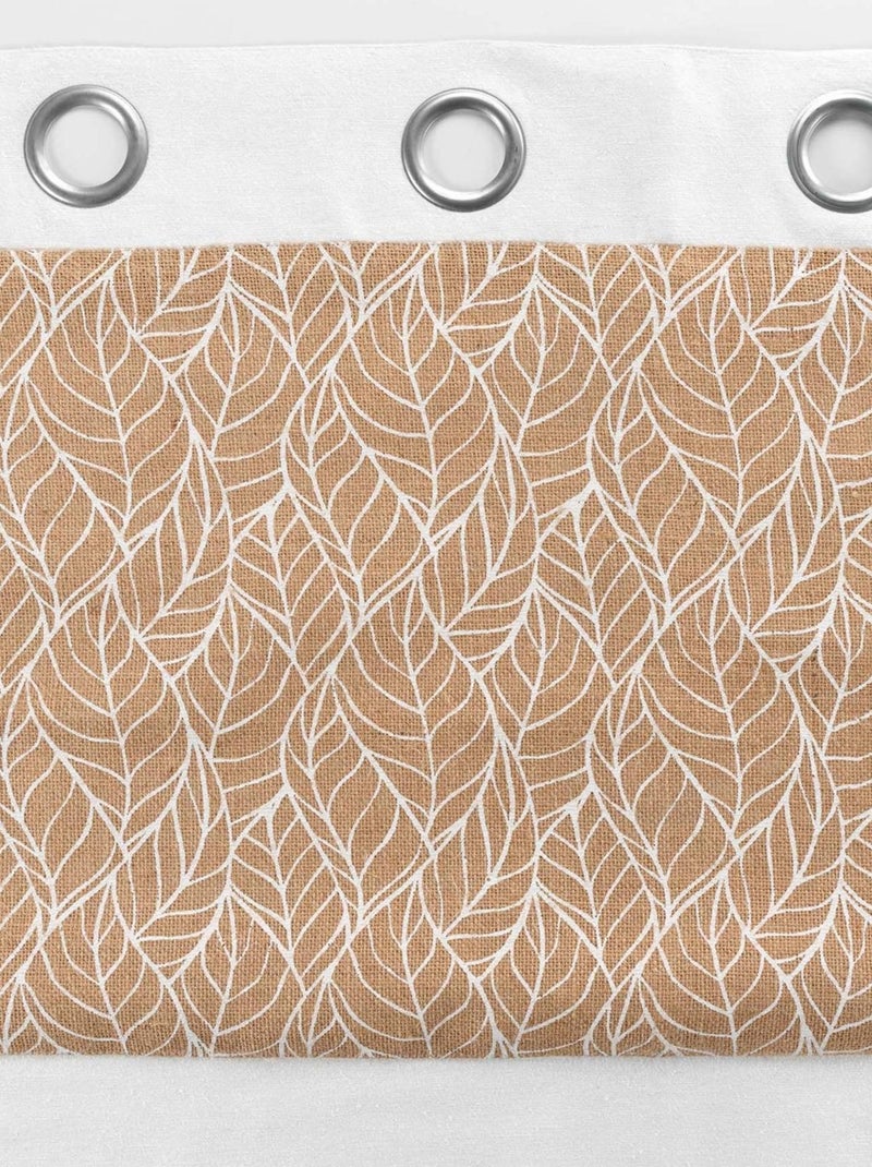 Cortina bimaterial con tejido de yute estampado Blanco - Kiabi