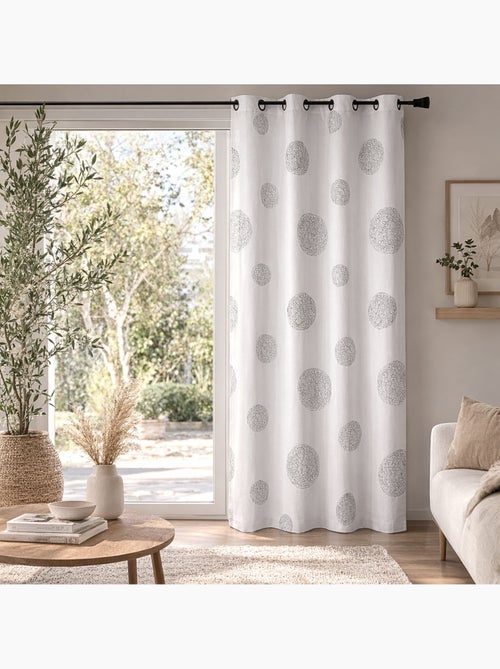 Cortina blanca de shantung, bordada con círculos mixtos - Kiabi Cortina blanca de shantung, bordada con círculos mixtos - Kiabi