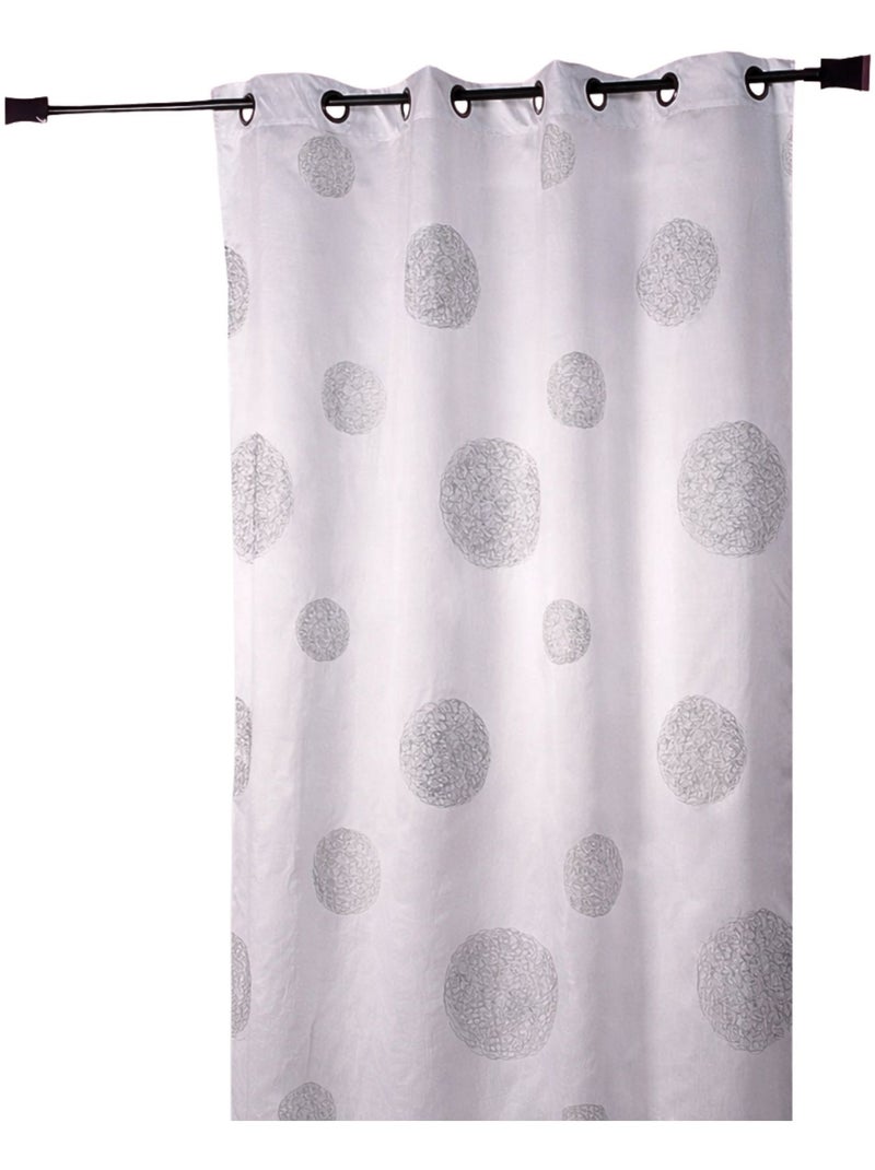 Cortina Blanca Shantung Bordada 'Círculos Mezclados' Blanco - Kiabi