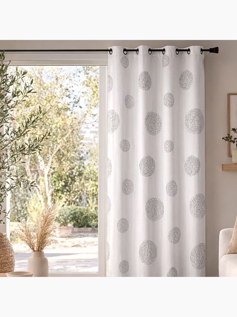 Cortina Blanca Shantung Bordada 'Círculos Mezclados' Blanco - Kiabi