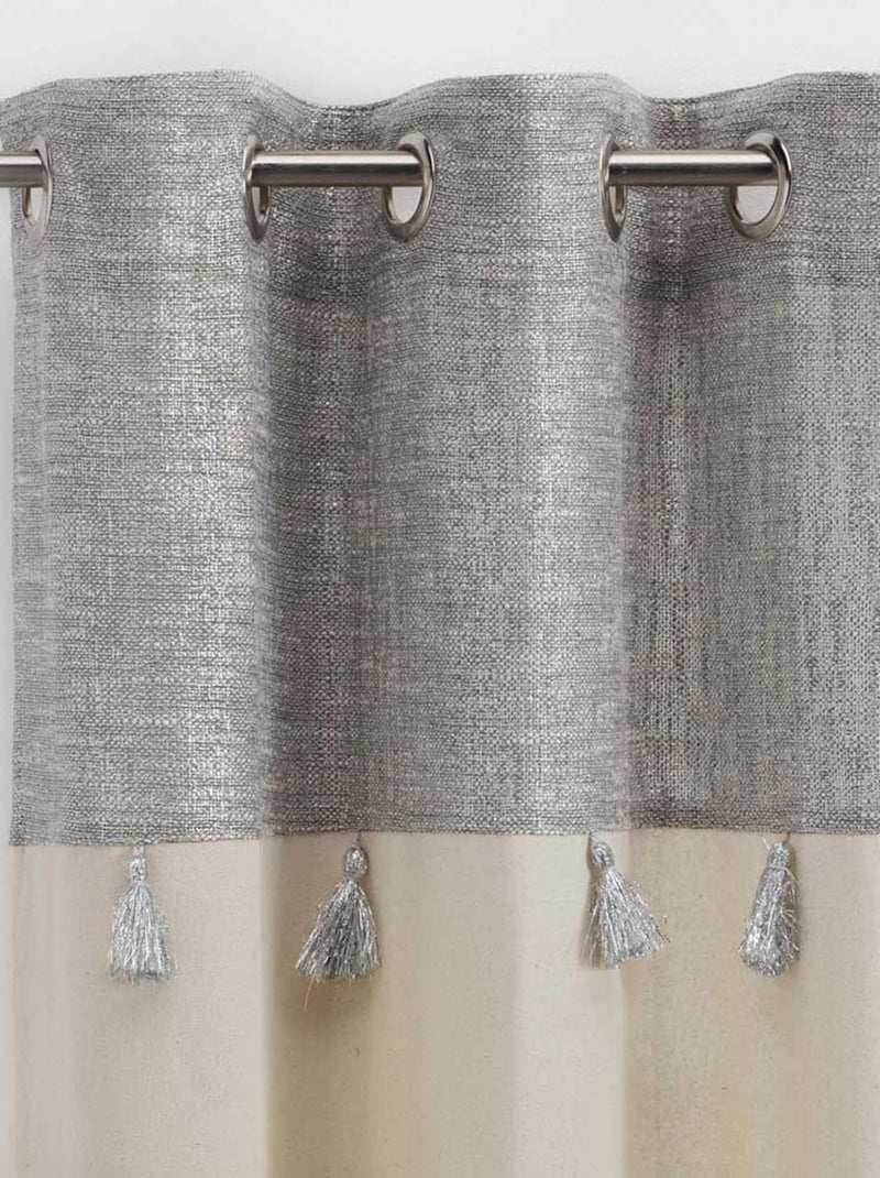 Cortina bohemia con ribete dorado o plateado Beige - Kiabi