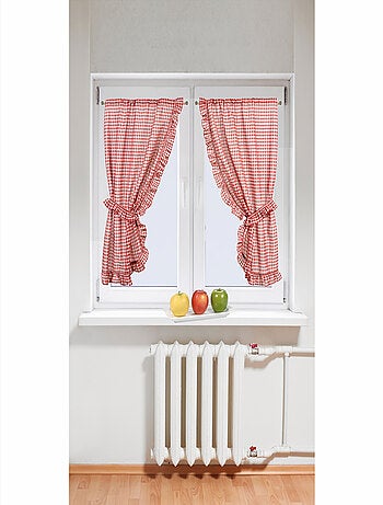 Cortina Bonne femme a cuadros vichy rojos y blancos