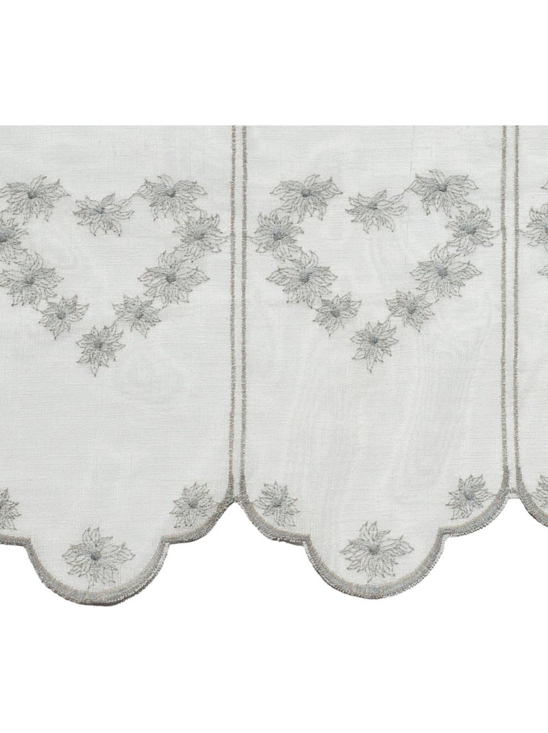 Cortina bordada con motivos de corazones Gris claro - Kiabi