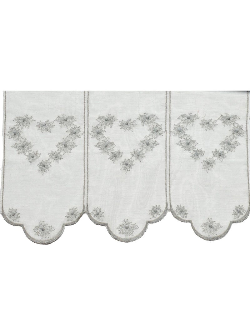Cortina bordada con motivos de corazones Gris claro - Kiabi