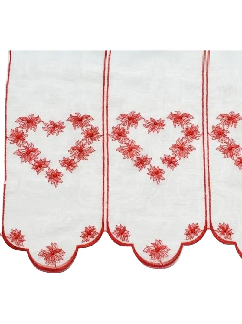 Cortina bordada con motivos de corazones Rojo - Kiabi