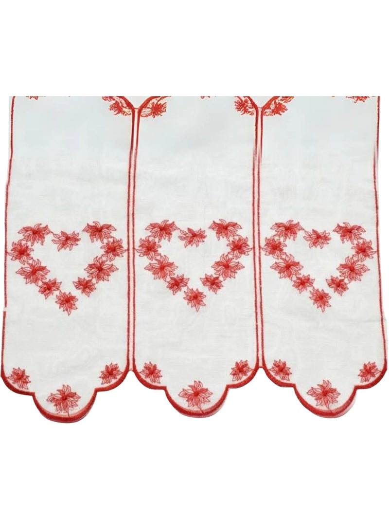 Cortina bordada con motivos de corazones Rojo - Kiabi