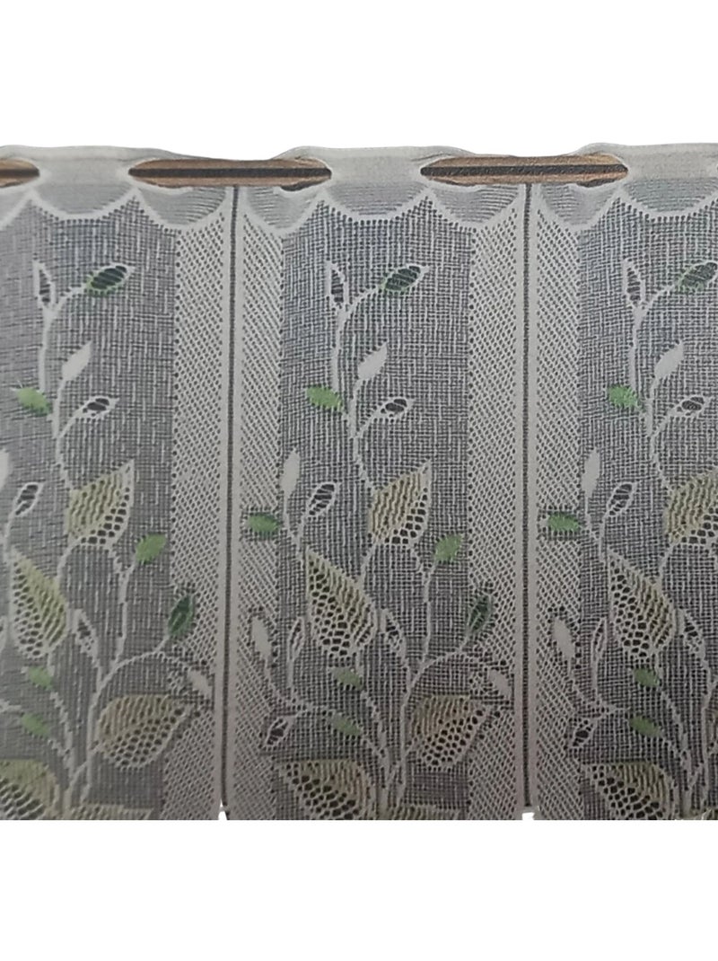 Cortina bordada con motivos de hojas Verde - Kiabi