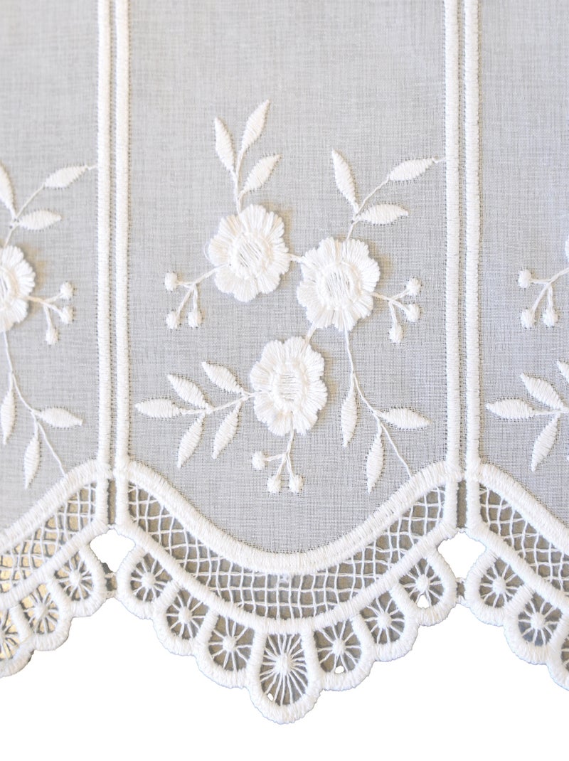 Cortina brise-bise bordada con flores  Blanco Blanco - Kiabi