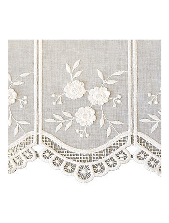 Cortina brise-bise bordada con flores Blanco
