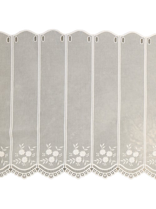 Cortina brise-bise bordada con flores  Blanco - Kiabi