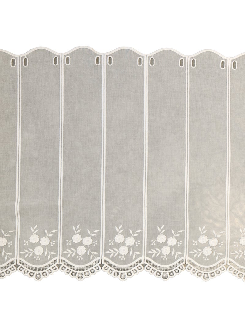 Cortina brise-bise bordada con flores  blanco Marfil - Kiabi