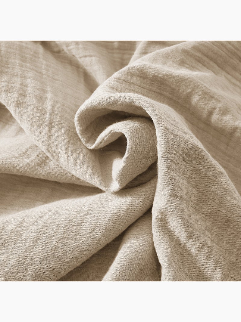 Cortina con cinta fruncidora – doble gasa de algodón gaïa Beige oscuro - Kiabi