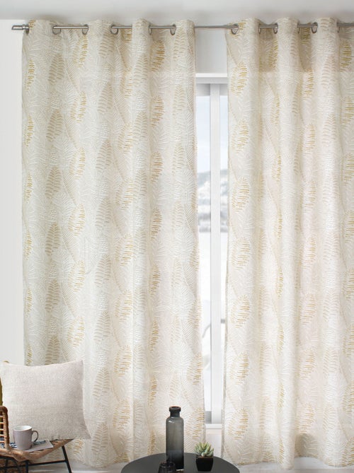 Cortina con estampado de hojas en algodón reciclado - Kiabi