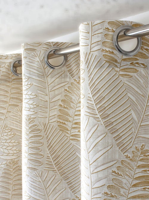 Cortina con estampado de hojas en algodón reciclado - Kiabi
