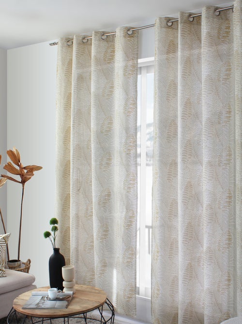 Cortina con estampado de hojas en algodón reciclado - Kiabi