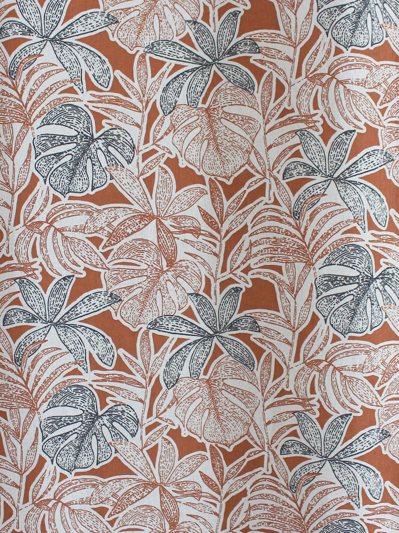 Cortina con estampado de hojas y ojales metálicos Beige - Kiabi