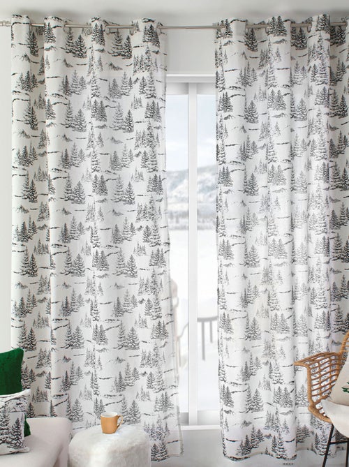 Cortina con estampado de montaña en algodón reciclado - Kiabi