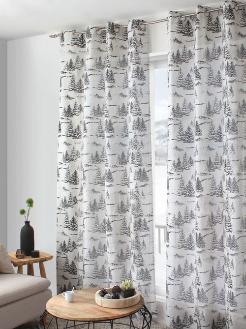 Cortina con estampado de montaña en algodón reciclado - Kiabi