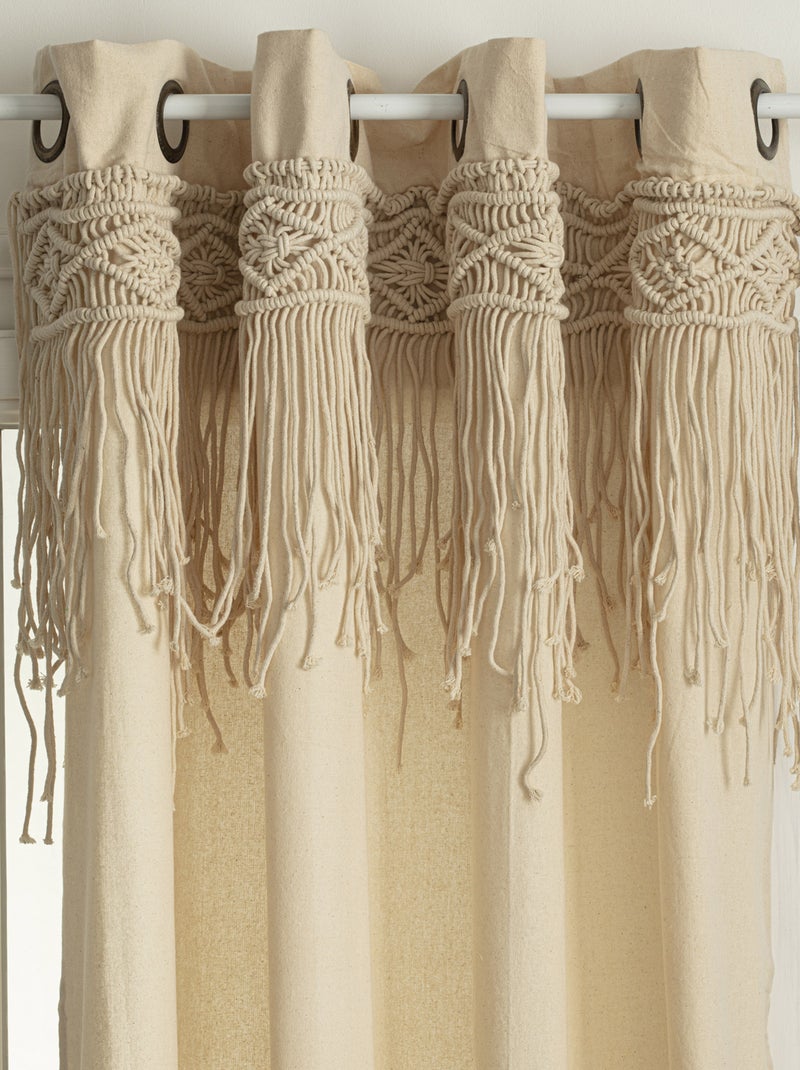 Cortina con friso de macramé Madera natural - Kiabi