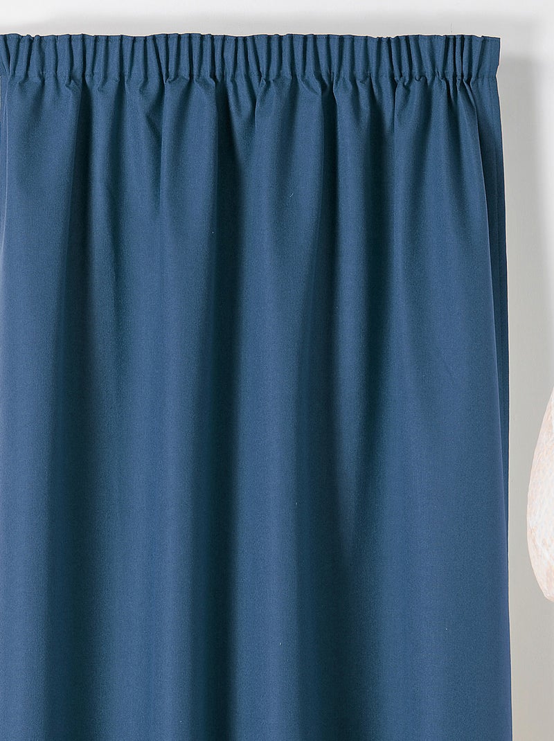 Cortina con Galón Fruncido, Opaca y Efecto Chenillé Azul - Kiabi