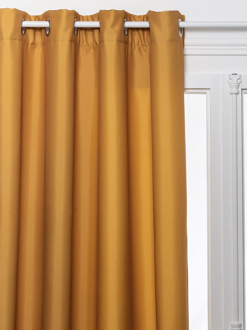 Cortina con ojales aislante térmico con forro polar Amarillo oscuro - Kiabi