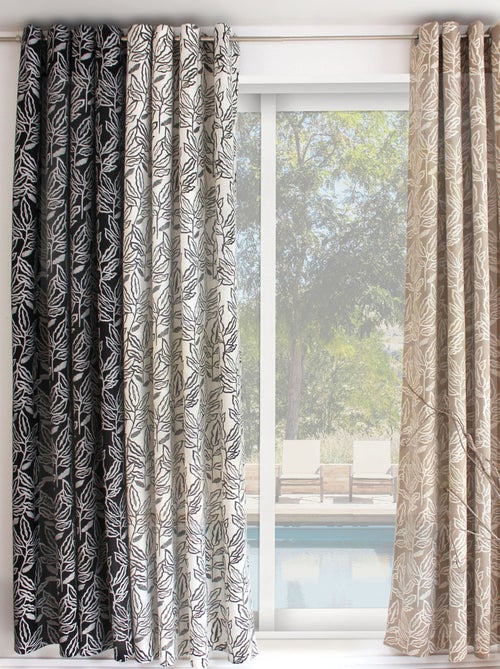 Cortina con ojales de algodón reciclado Chambray - Kiabi