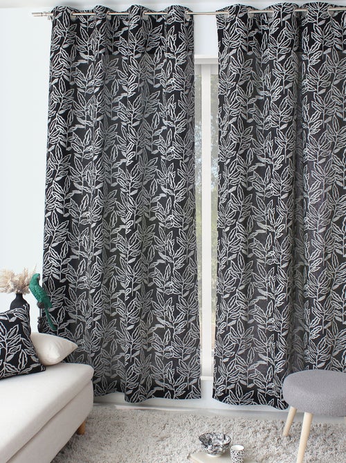 Cortina con ojales de algodón reciclado Chambray - Kiabi