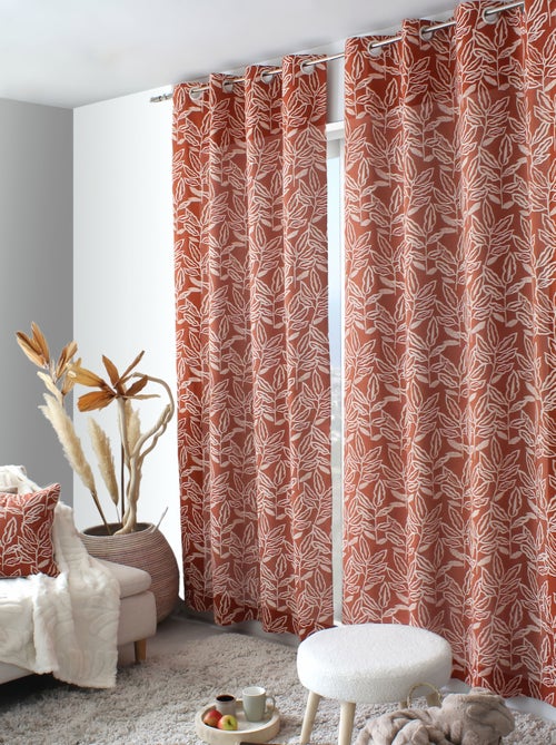 Cortina con ojales de algodón reciclado Chambray - Kiabi