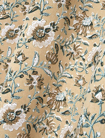 Cortina con ojales de estampado floral abstracto