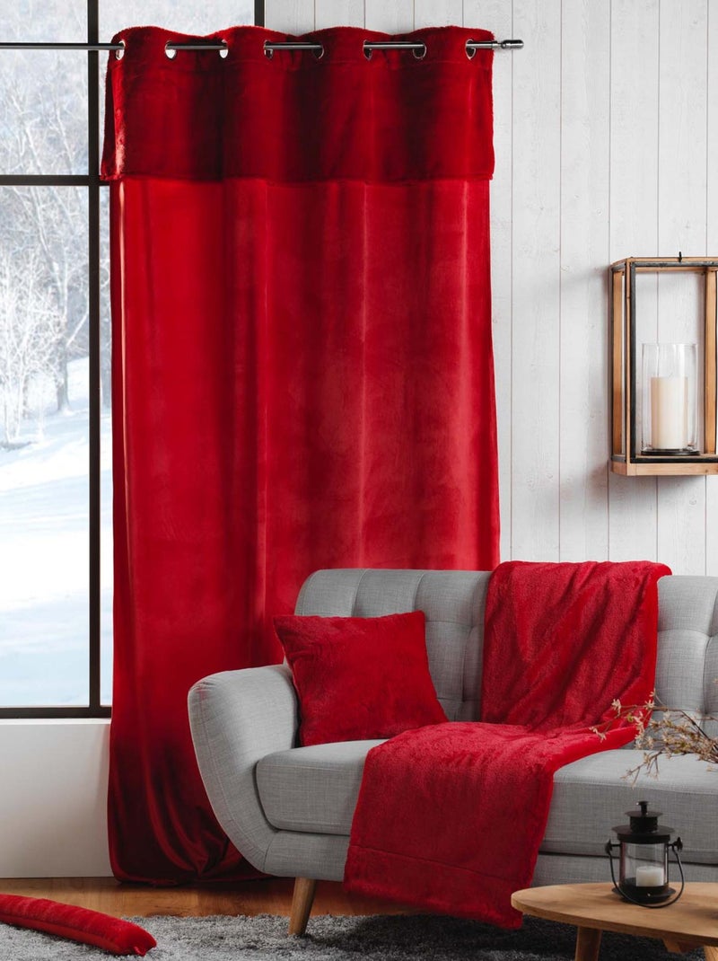 Cortina con ojales de imitación de piel Rojo - Kiabi