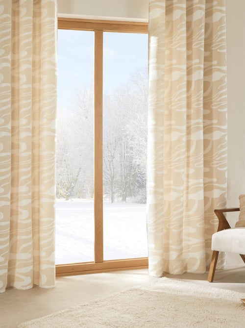 Cortina con ojales de jacquard chenille con efecto de ondas abstractas - Kiabi