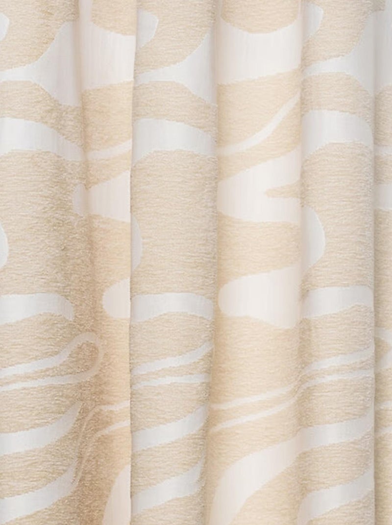 Cortina con ojales de jacquard chenille con efecto de ondas abstractas Beige claro - Kiabi